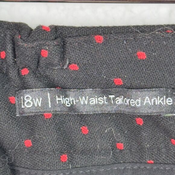 Talbots High Waist Tapered Ankle Pants Plus Sz 18W Black Red Polka Dots Stretch - Picture 7 of 12
